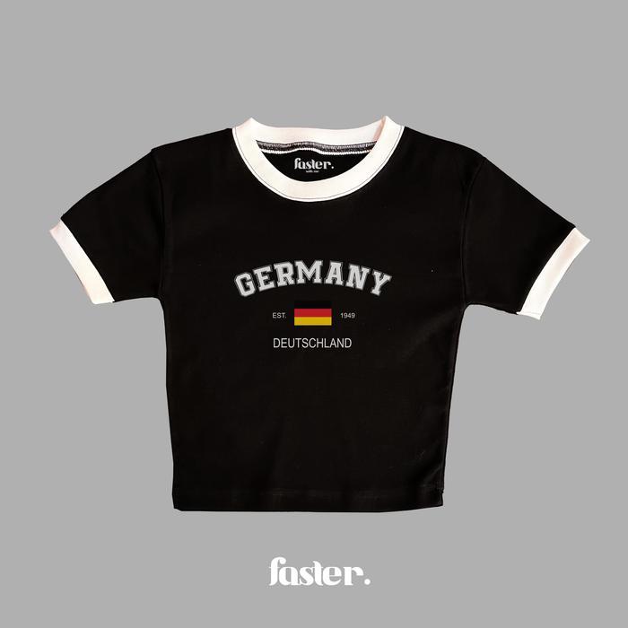 crop top ringer black white germany baby tee fit rib katun