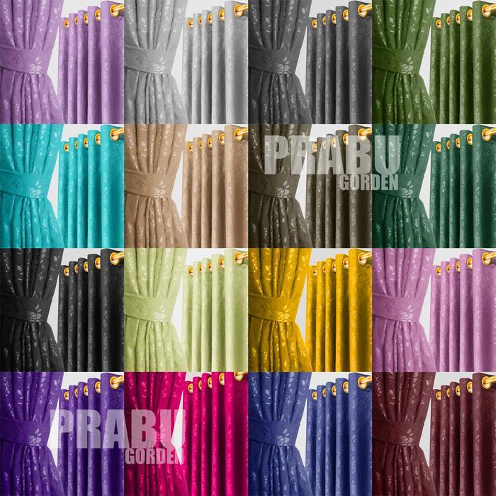 Gorden Tali Embos Elegan Mewah / Gorden polos embos bahan mengkilap warna abu tua