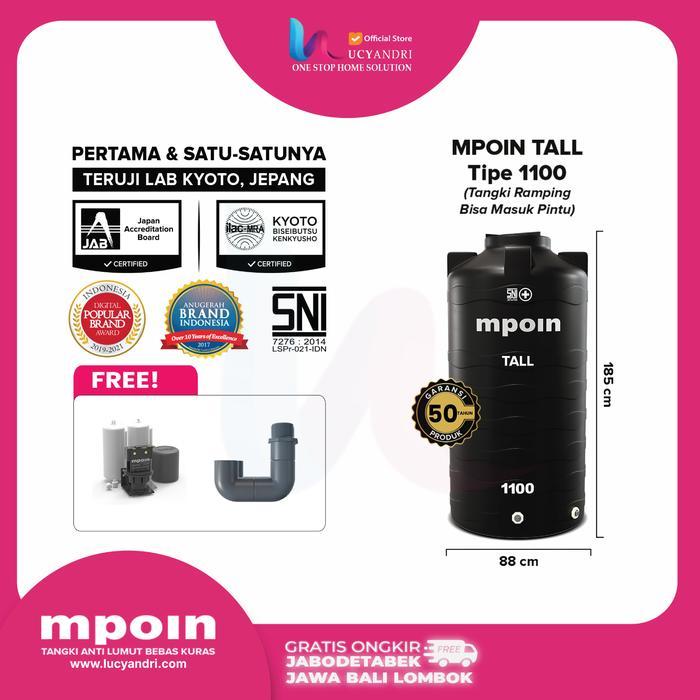 Tangki Air MPOIN 1100 Wave Tall Toren Tandon Tanki 1100 L Mpoin Plus - Hitam