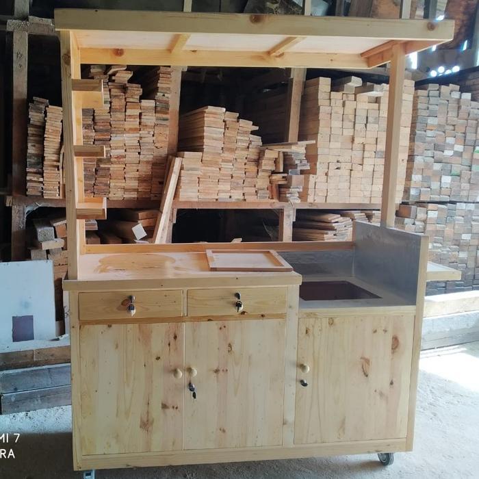 Gerobak/Booth/Stand Terbuat dari kayu Jati Belanda