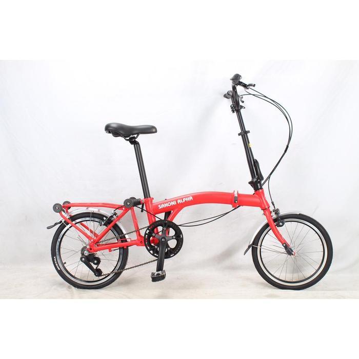 SEPEDA LIPAT SAKONI 16 INCH ALPHA TRIFOLD 3SP ALLOY INTERNAL STRUMEY ARCHER - black red