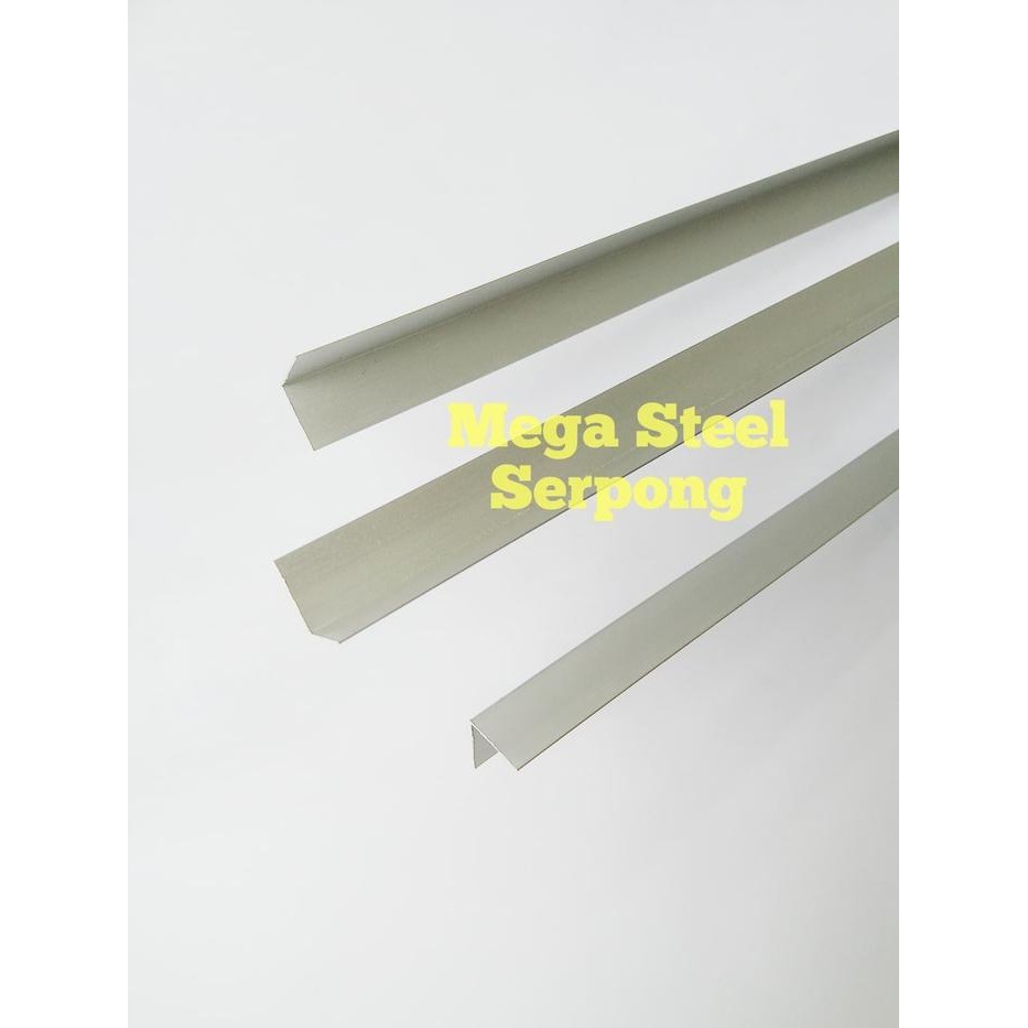 Top List Lis Siku Alumunium Silver uk 1 cm x 1 cm, Panjang 119.5 cm