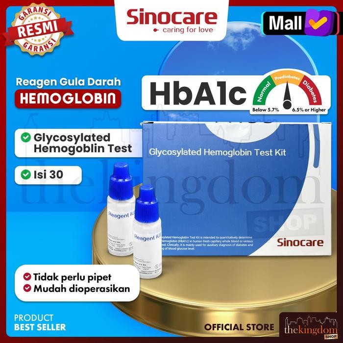 Terlaris Sinocare PCH-50 Glycosylated Hemoglobin HbA1c Test Kit /30 Refill Strip Reagen Tes Cek Gula