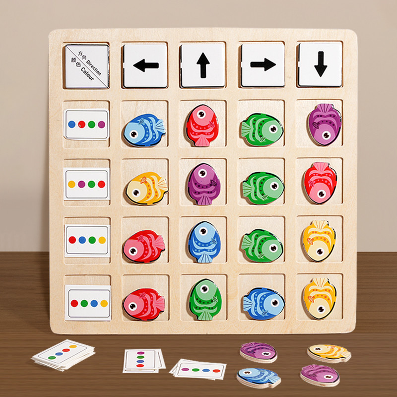 Children's Wooden Montessori Toys Kids Logical Thinking Training Direction Color Cognition