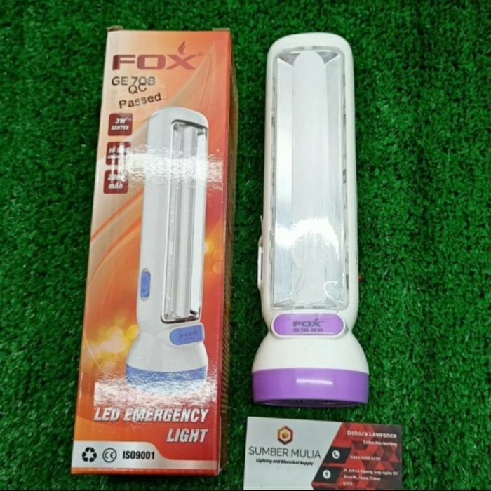 FOX GE708 Emergency Lamp LED Senter Charge Isi Ulang Lampu GE-708