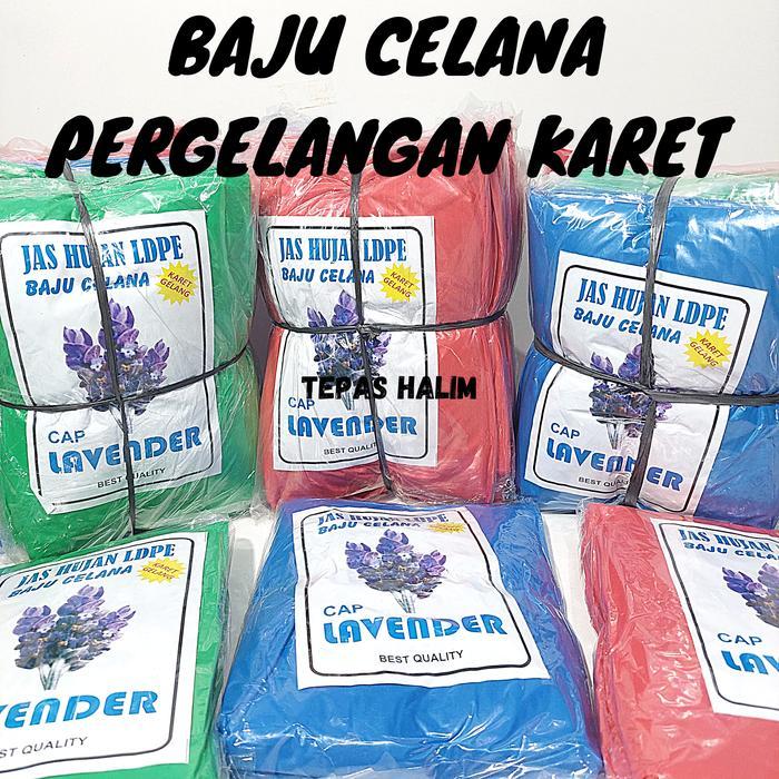 Jas Hujan Plastik Setelan Baju Celana Pergelangan Tangan Karet 1 Lusin