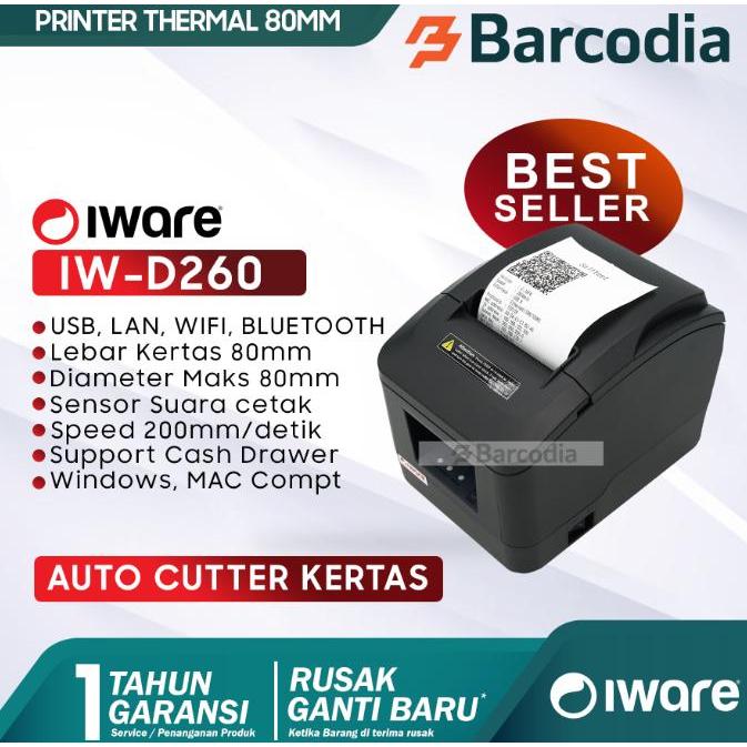 SIAPKIRIM Printer Struk Kasir Thermal Iware DS260 80mm USB / Bluetooth / Wifi / Lan Printer Thermal
