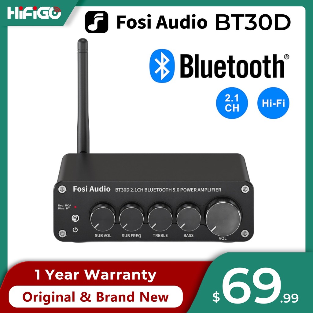 Fosi Audio BT30D Bluetooth Sound Power Amplifier 2.1 Channel Bass &