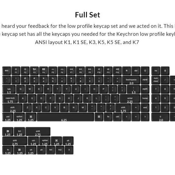 Keycap - Keychron K3 v2 Low Profile Double Shot PBT Keycap Set (Full Set 118 Keys)