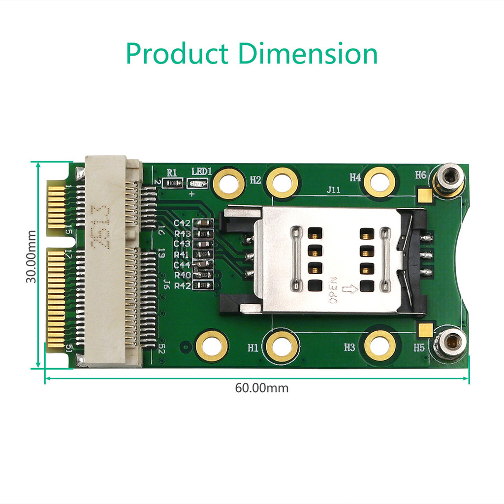 Mini Pci-E Adapter Card Mpcie With Sim Card Slot For 3G 4G Module Usim Card Slot Extension / Wwan