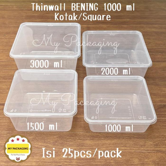 Premium Thinwall Kiip Kotak Makan Microwave / Food Box / Wadah Plastik 1500Ml Original