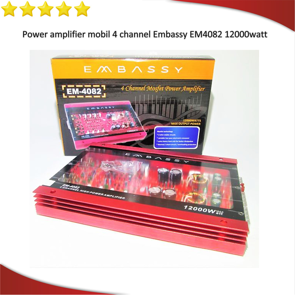 Power amplifier mobil 4 channel Embassy EM4082 12000watt