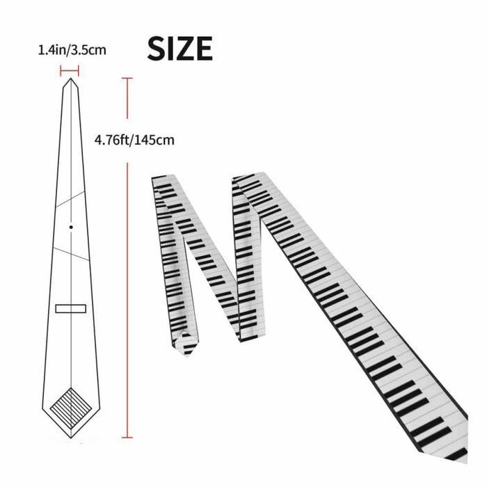 Dasi Motif Piano 145cm Dasi Musik Premium Kemeja Dasi