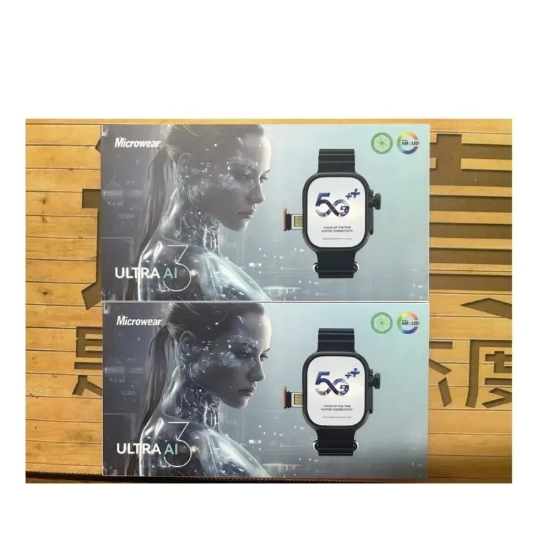 Microwear Ultra Ai3 Smartwatch: 4G SIM Card Android 2.2'' Amoled, AI Health Monitoring, 180 Rotary