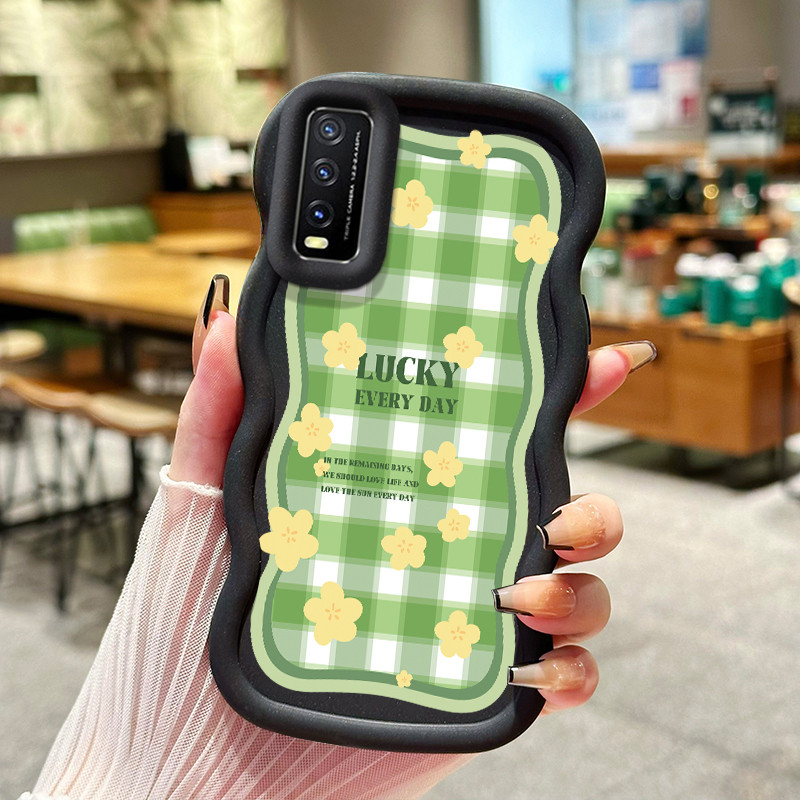 Casing HP Untuk VIVO Y20 Y20i Y20s Y12s Y12a Y20T Y11s Y30G Case kotak-kotak hijau Kasing Tidak berb