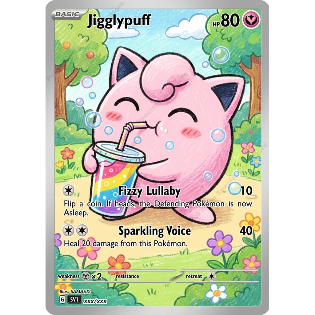 5Pcs Pokemon Cards Squirtle Psyduck Snorlax Jigglypuff Scorbunny Drink Soda Series PTCG Collection
