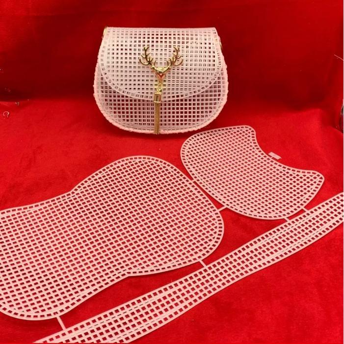 Plastik Canvas Clutch Bag - Kanvas Plastik Jaring Tas Rajut