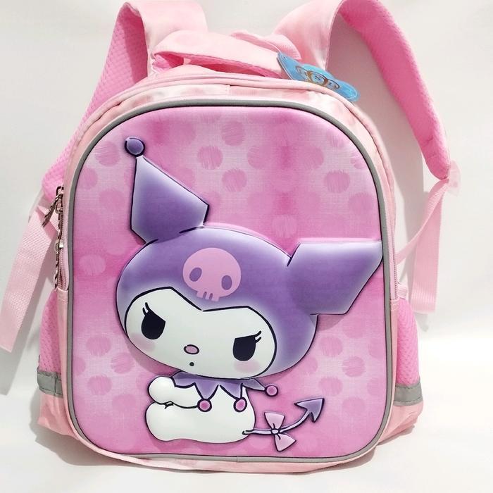 Tas Sekolah Anak Perempuan Tk 13 Inch Motif Kuromi Hsd Pink Timbul 3 Dimensi Cantik Ransel