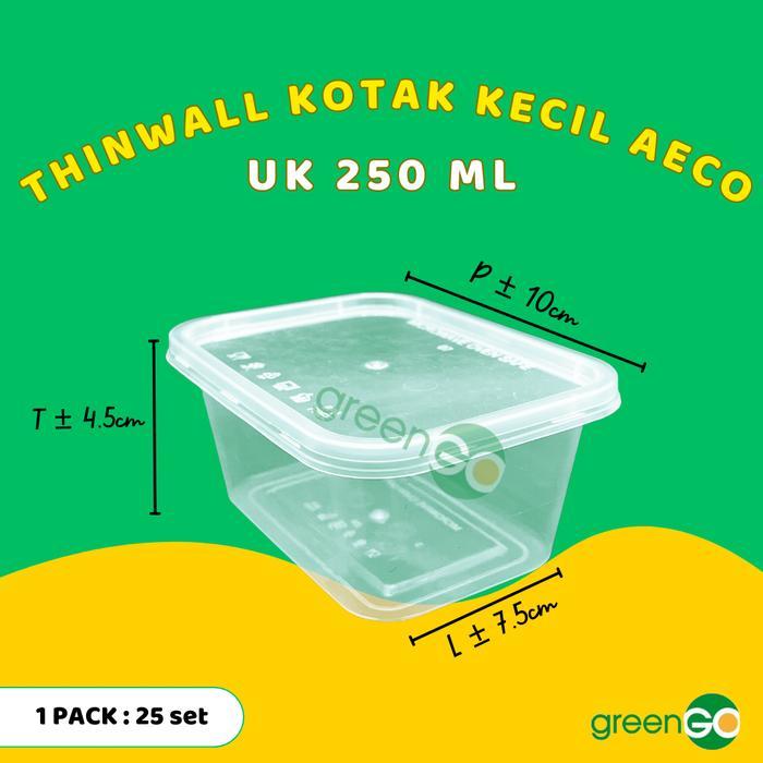 Promo Thinwall Kotak Kecil 250Ml Segi Thinwall Aeco Bening Transparan Tebal