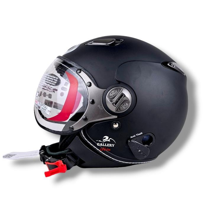 HELM KYT ELSICO SOLID HITAM DOFF HELM KYT RETRO