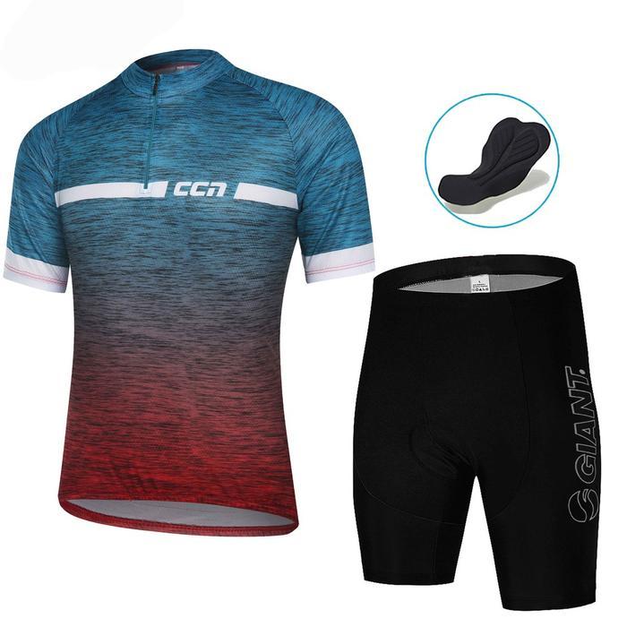 Jersey Sepeda Dan Celana Sepeda Set Polos CCN Kaos Gowes Sepeda Road Bike MTB dengan Kantong