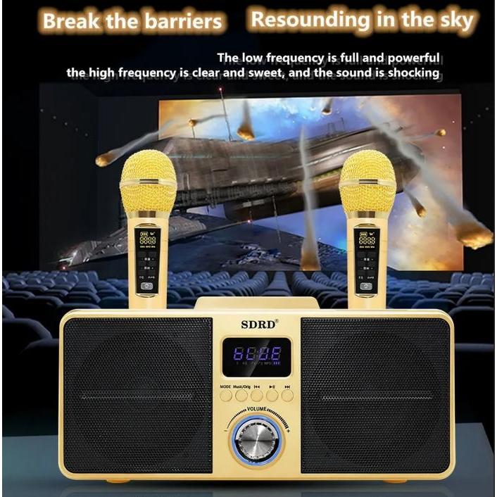 Mic Karaoke Wireless Speaker Bluetooth Sdrd Sd 306 / Sd 309 Dua Mic