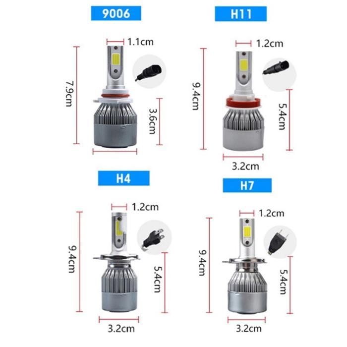 LAMPU LED C6 H4 C6 H11 H8 C6 HB4 9006 C6 H7 6000K 36W 12-24 VOLT 3600L