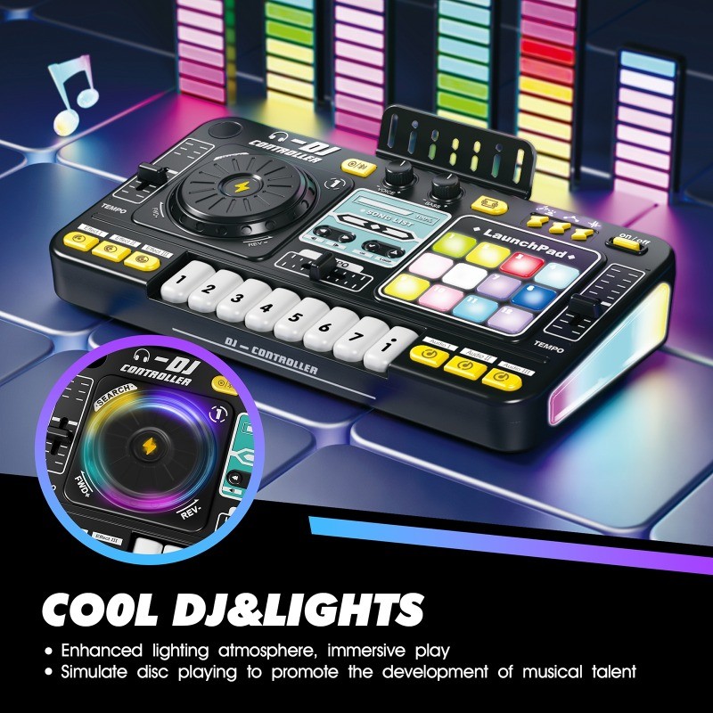 Multifunctional DJ Turntable with Microphone Simulation DJ Mixer Bluetooth Electric DJ Player Music