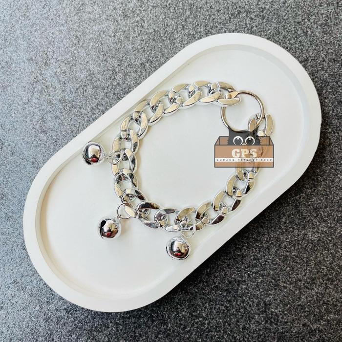 Kalung Kucing Preman Rantai Akrilik Lonceng 3 Ukuran 14Mm