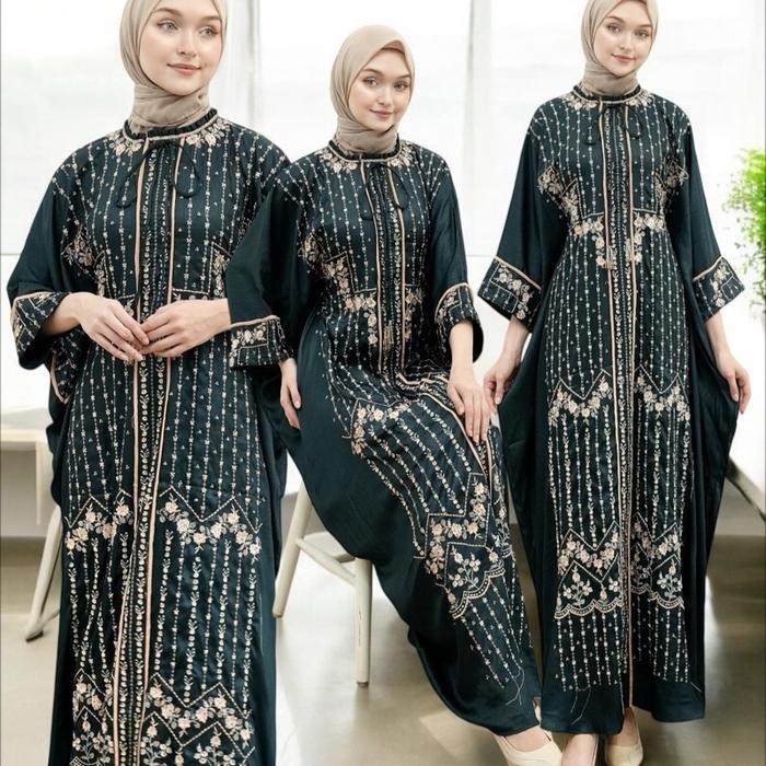 k468 Rita Wd 290 / Gamis Sutra Arsena Model Kaftan /Gamis Bordir Payet Cantik Mewah Dan