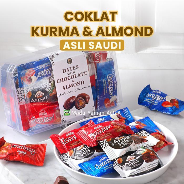 Coklat Kurma Almond Chocolate dates with Almond Asli Saudi