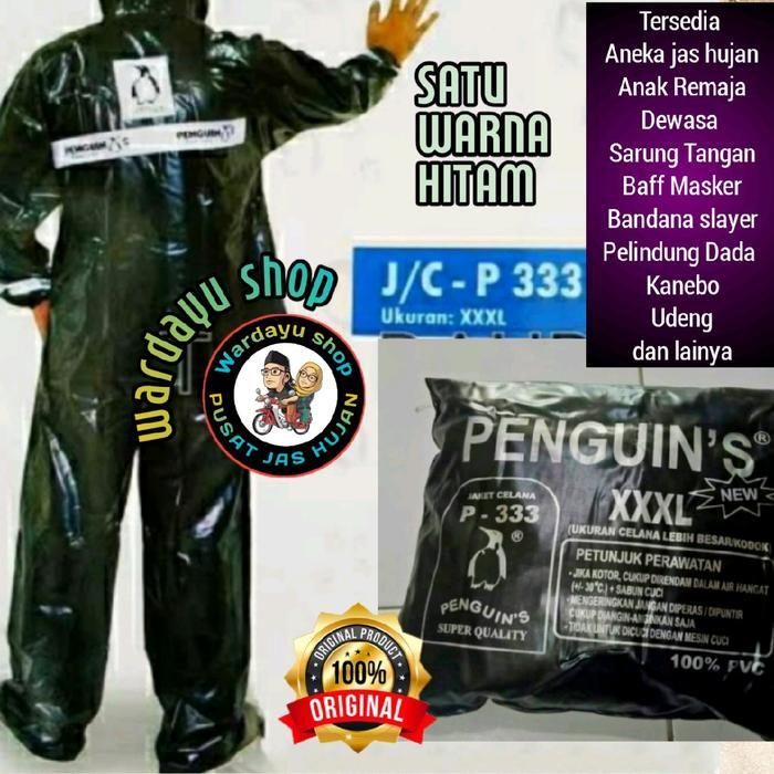 Jas hujan Jumbo Penguin Original Pinguin Hitam P333 XXXL Penguin's Black Dewasa Pria Wanita Cewek