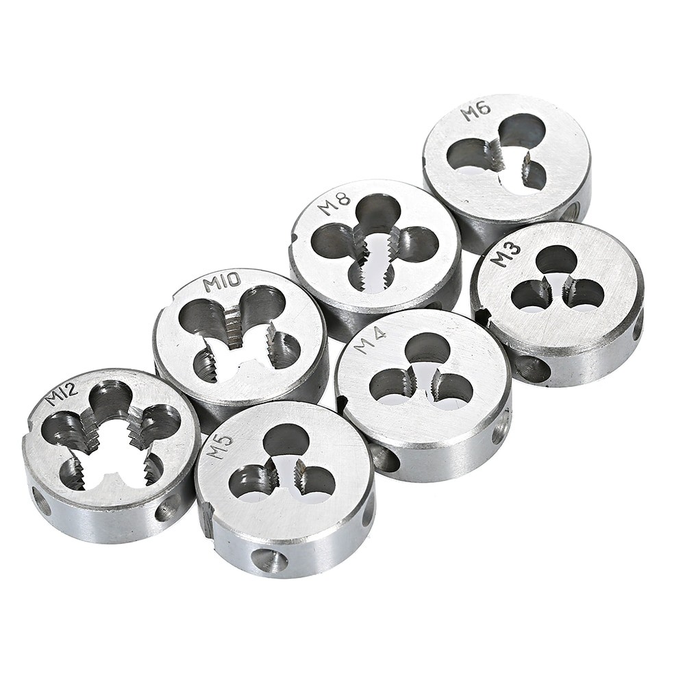 32 PCS Tap and Die Set Metric Wrench Cut M3-M12 Hand Threading Tool Tungsten Carbide Tap Die Screw T