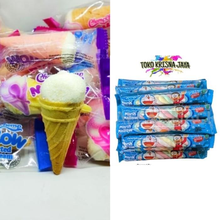 Topper Marshmallow Ice Cream Cone, Hiasan Kue Marshmallow Permen