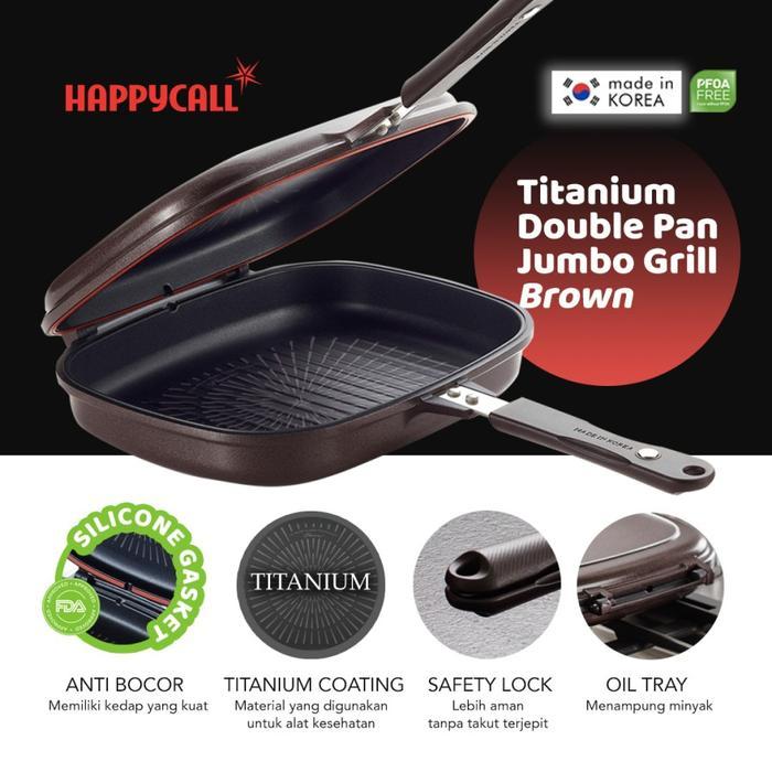 Happy Call Titanium Jumbo Grill Double Pan Wajan Happycall Besar Asli