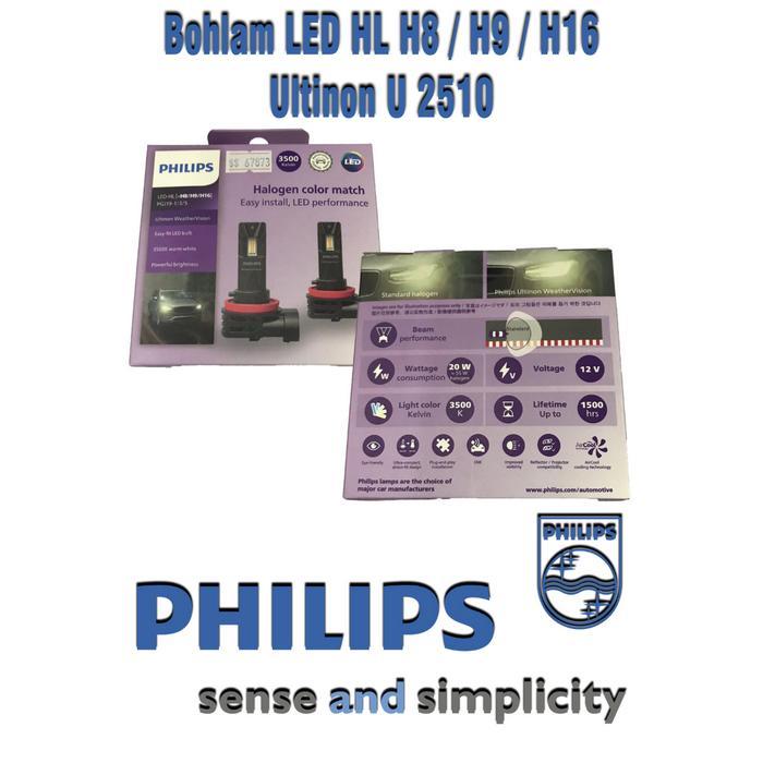 Ready bohlam led hl h8 / h9 / h16 ultinon u2510 philips - set - 67873 -