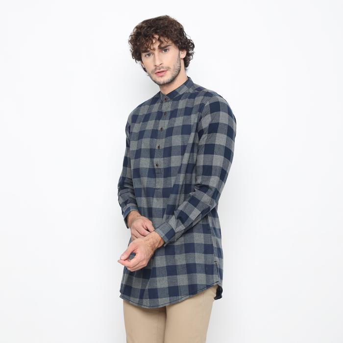 yvd1- Pakaian Pria Muslim Kurta Flanel Lengan Panjang Motif Kotak All Varian Termurah Baju