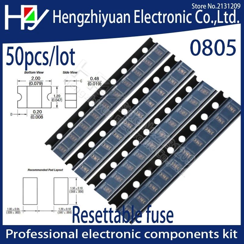 2012 Self-Recovery Fuse 0805 0.05A 0.1A 0.2A 0.3A 0.5A 0.75A 1A 2A SMD Resettable Fuse PPTC