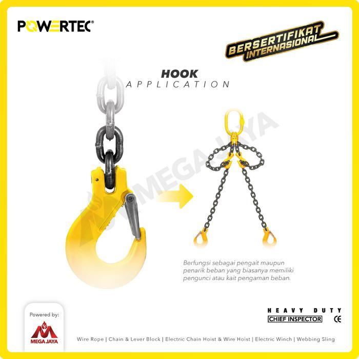 vcju- Swivel Hook With Latch 2 Ton Powertec