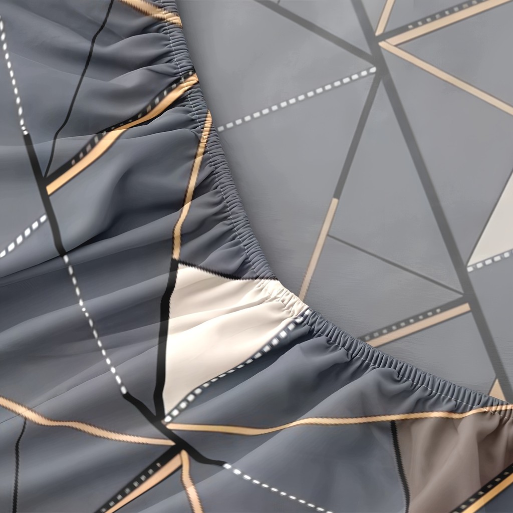 100% Cotton Brushed Print Bedroom Home Hotel -Friendly Soft Fitted Sheet Set One Fitted Sheet + Two