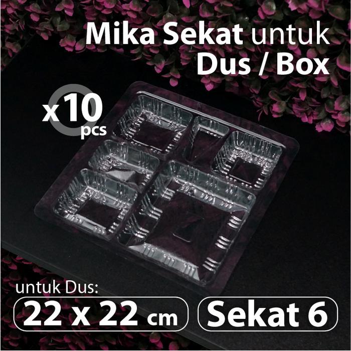 Paket 10 pcs - Mika Sekat 6 Alas Nasi Kotak 22 x 22 cm