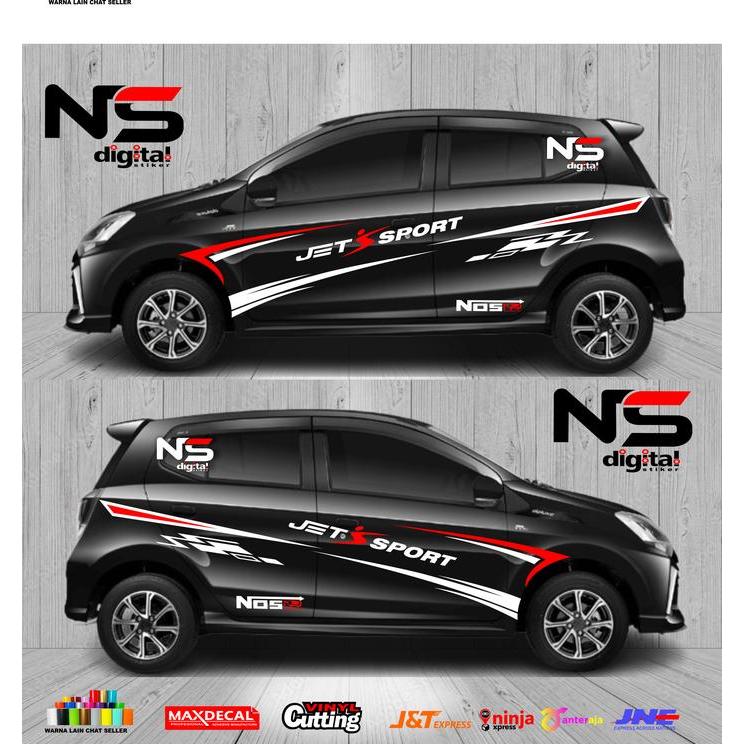 Sticker Variasi Body Samping Mobil Ayla Cutting Sticker Variasi Simple Ayla Terbaru
