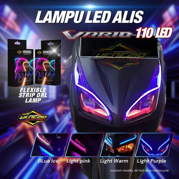 Paket Lengkap Lampu Alis Vario 110 Led Beli Satu Dapat Sepasang Alis Kanan Kiri 30 Cm Bonu Devil