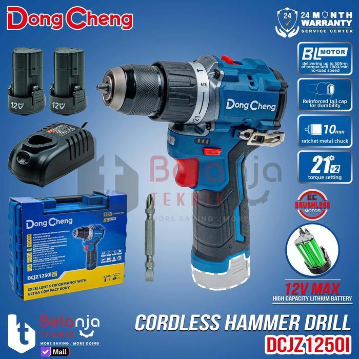 Ada Stok Dongcheng DCJZ1250i EK Mesin Bor Beton Baterai 12V Cordless Impact Drill DCJZ 1250i EK Set
