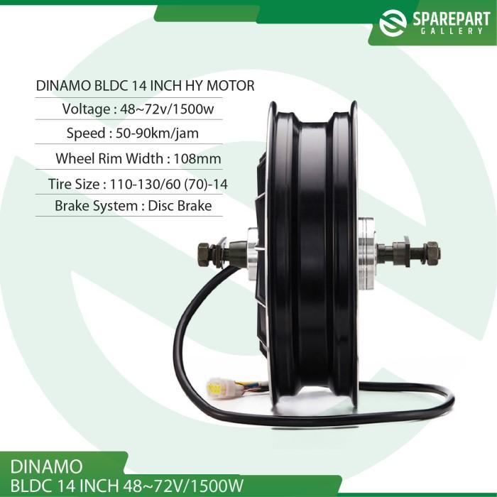 TERBARU Dinamo bldc 14inch 48v-72v 1500w electric scooter hub motor ring14 - 48v1500w