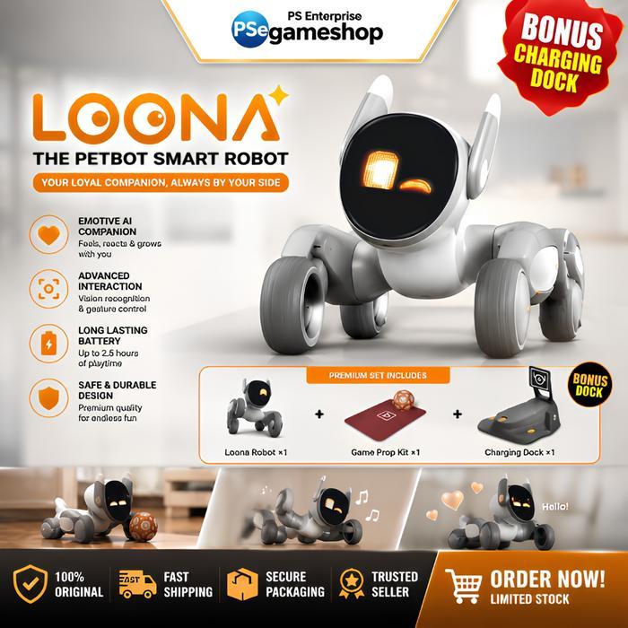 Pilihan Terbaik Loona The Petbot Smart Robot / Robot Pet / Anjing Robot PREMIUM SET Bonus charging