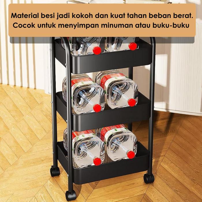 Ikea - Rak Besi Tingkat Serbaguna Rak Dapur Kamar Mandi Salon Troli Penyimpanan Multifungsi