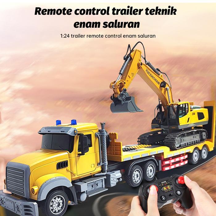[Tatajoy]Mobil Remote Control Trailer Set Besar Rc Truk Trailer & Rc Excavator