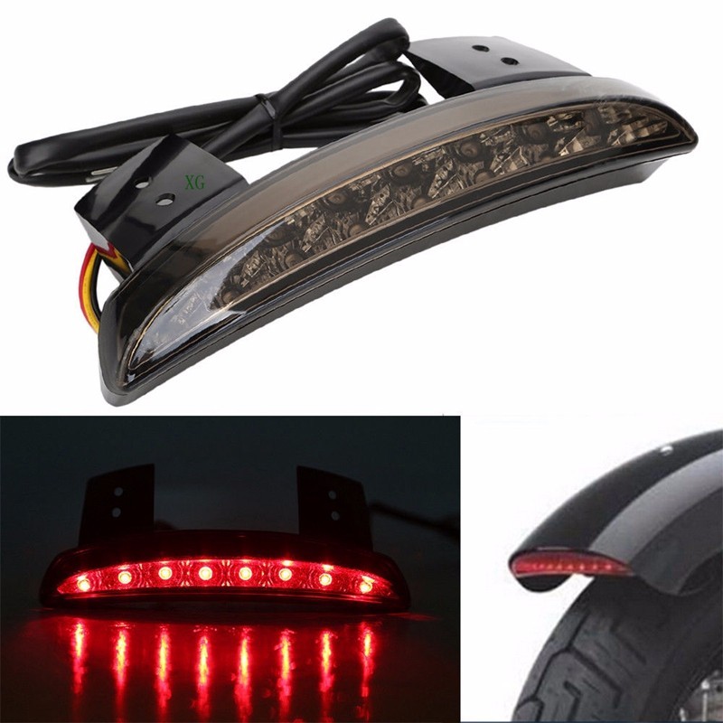 1x Motorcycle 8 LED Red Lighting Chopped Fender Edge Smoked Tail