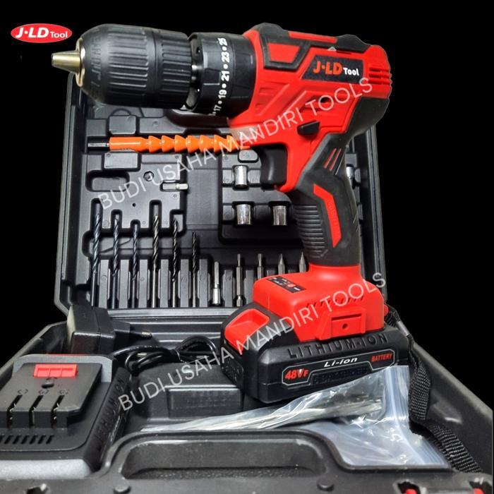 Jld Cordless Drill 48V Bor Baterai Koper Set + Accessories